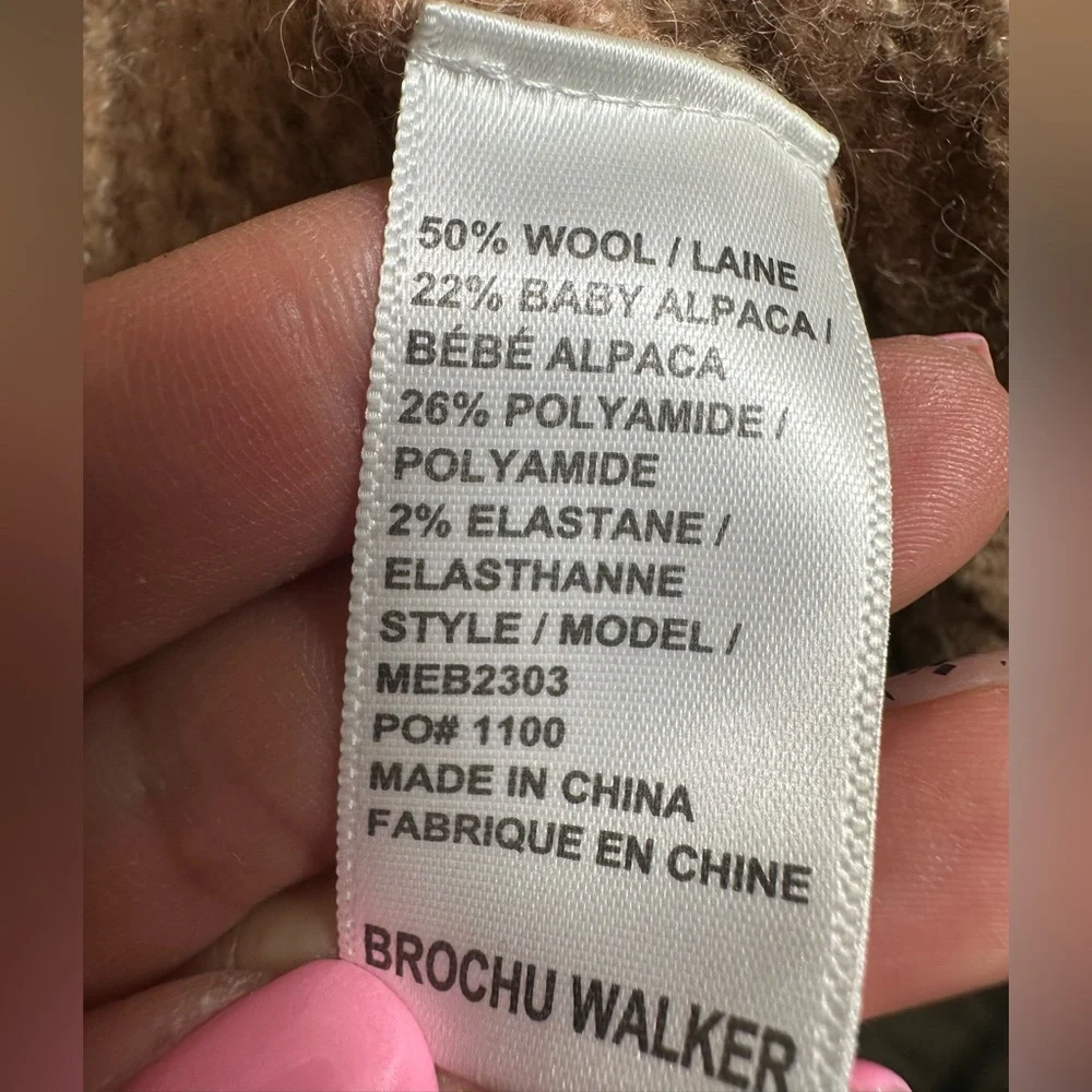 Brochu Walker Wool Baby Alpaca Camel Tie Hansen Wrap Cardigan Size Large - Picture 16 of 17